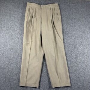 Vintage Savane Triple Pleat Pants Mens 33X30 Brown Cuffed
